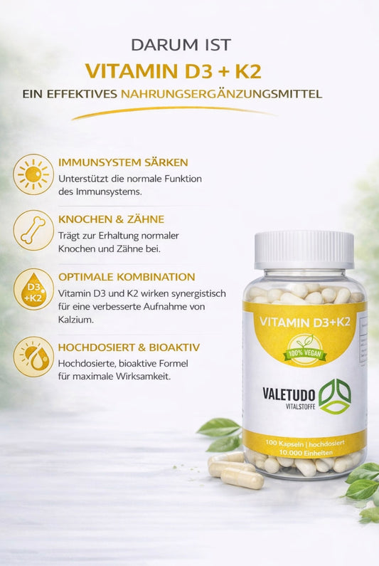 Vitamin D3 + K2 - 10.000 I.E. hochdosiert