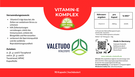 Vitamin E Komplex – Zellschutz hochdosiert | 2-Monats-Packung