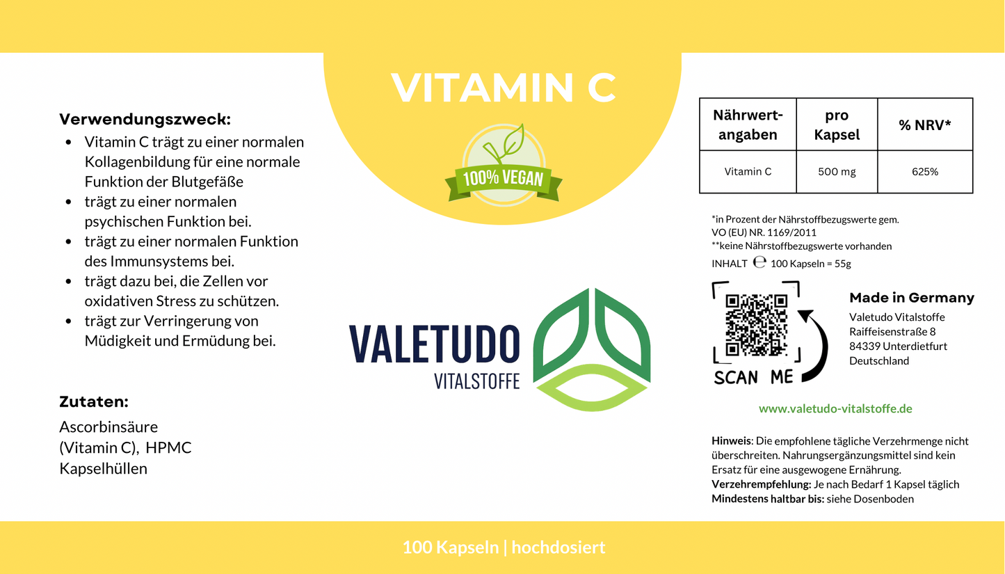 Vitamin C – Hochdosiert für Immunsystem & Zellschutz | 3-Monats-Packung