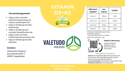 Vitamin D3 + K2 - 10.000 I.E. hochdosiert