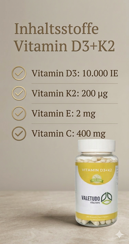 Vitamin D3 + K2 - 10.000 I.E. hochdosiert