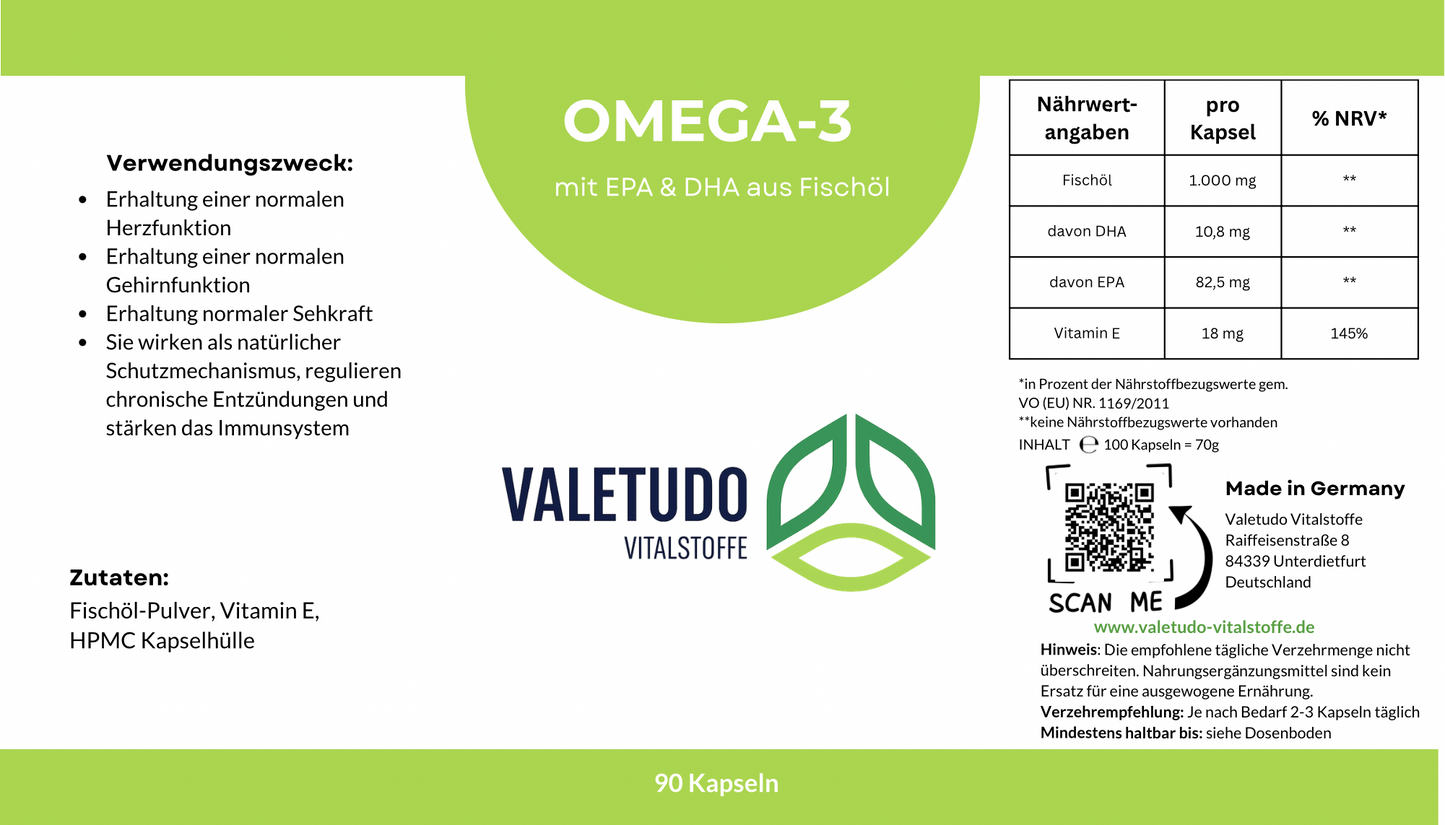 Omega-3 Kapseln mit hochwertigem Fischöl | 1-Monats-Packung