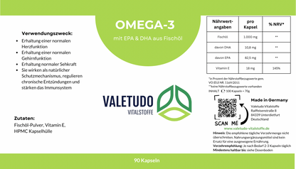 Omega-3 Kapseln mit hochwertigem Fischöl | 1-Monats-Packung