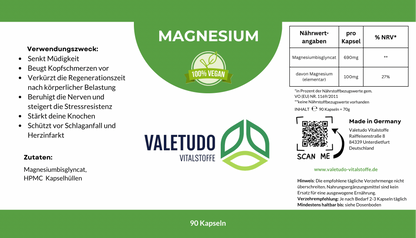 Magnesium – hochwertiges Magnesiumbisglycinat | 1-Monats-Packung