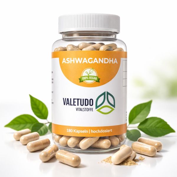 Ashwagandha Kapseln mit hochkonzentriertem Wurzelextrakt | 6-Monats-Packung